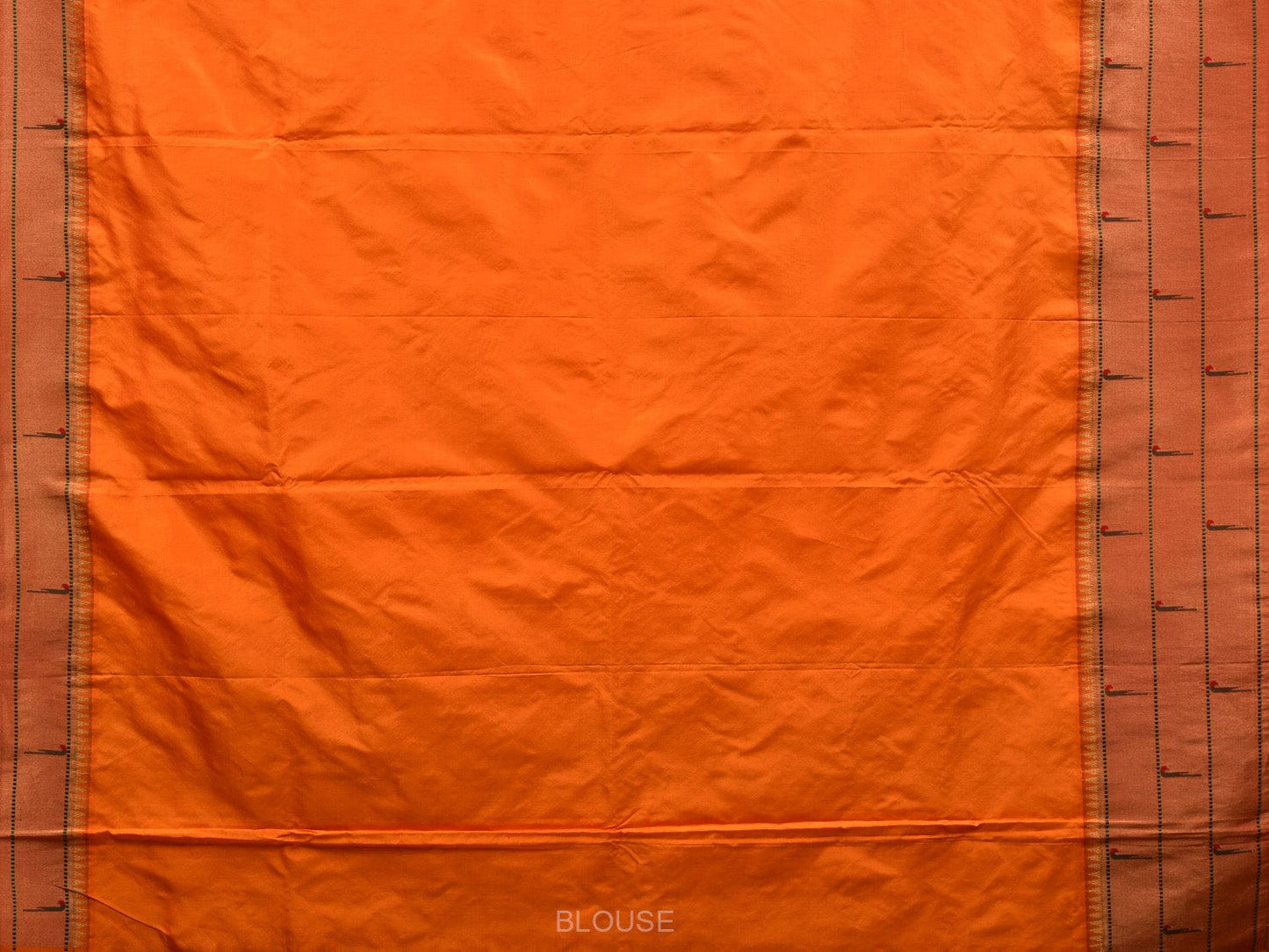 Orange Paithani Silk Handloom Saree with Triple Muniya Border Design - Global Threads | Swadesiicart