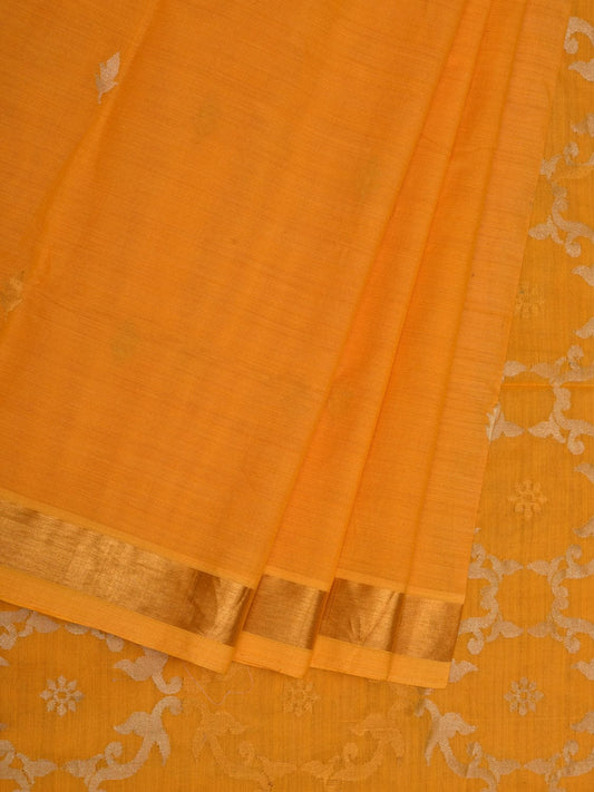 Orange Uppada Cotton Handloom Saree with Grill Pallu Design - Global Threads | Swadesiicart