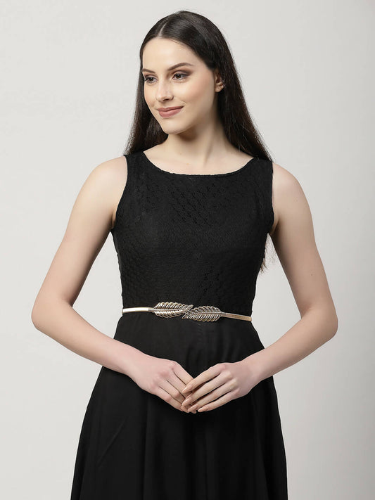 NVR Women Circular Gold-Polished Stretchable Metal Belt | Swadesiicart