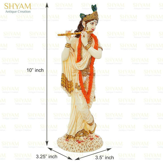Shyam Antique Creation Lord shri Krishna Playing Flute Standing kanha Idol - Swadesiicart