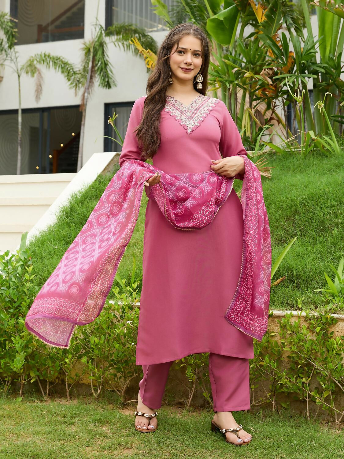 The52 Gajri Women's Beautiful Embroidered Rayon Fabric with Straight Kurta, Pant and Dupatta Set - Swadesiicart