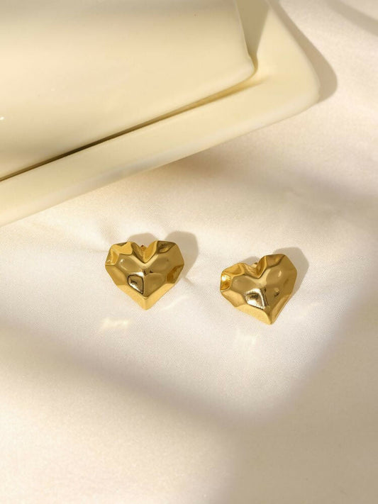 Golden Heart Studs - Ruby Raang | Swadesiicart