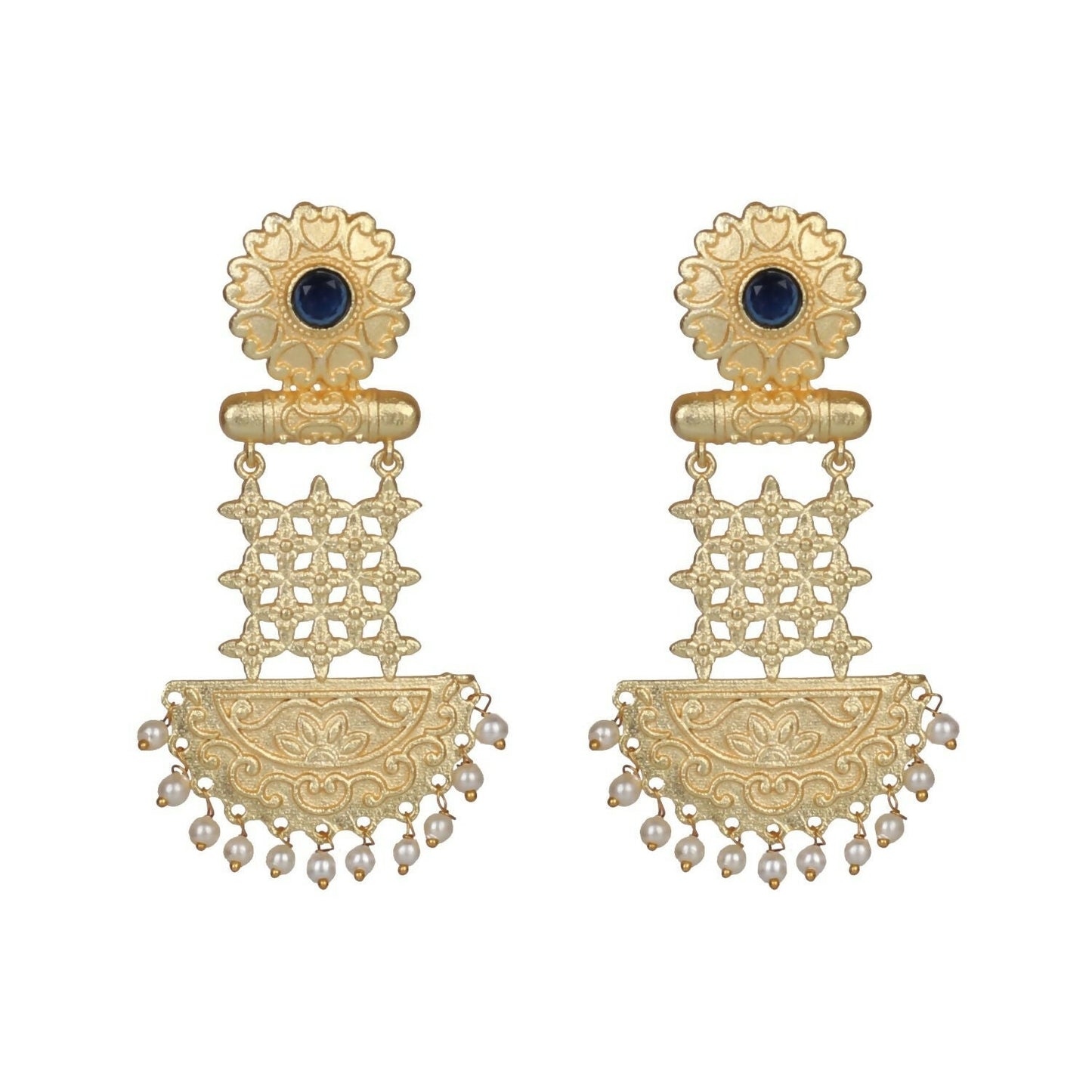 Joban Fashion Women Matte Gold Brass Earrings | Swadesiicart