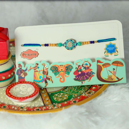 Indianvibez Designer Meenakari Work With Stone Rakhi