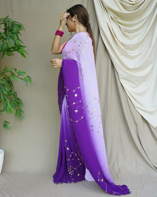 Vamsee Antara Purple Georgette Saree - Swadesiicart