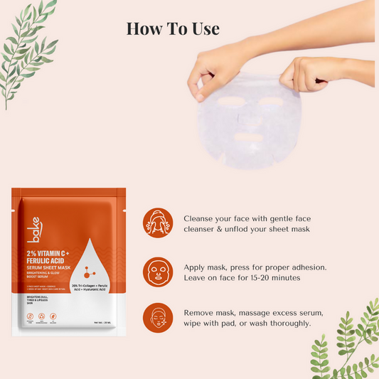Bake 2% Vitamin C + Ferulic Acid Serum Sheet Mask | Swadesiicart