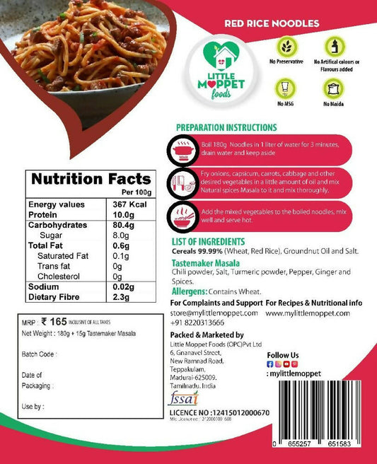 Little Moppet Foods Red Rice Noodles - Swadesiicart