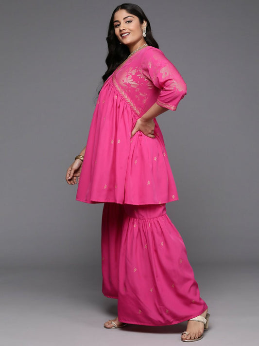 Ahalyaa Women's Traditional Wear Co-ords - Pink - Swadesiicart