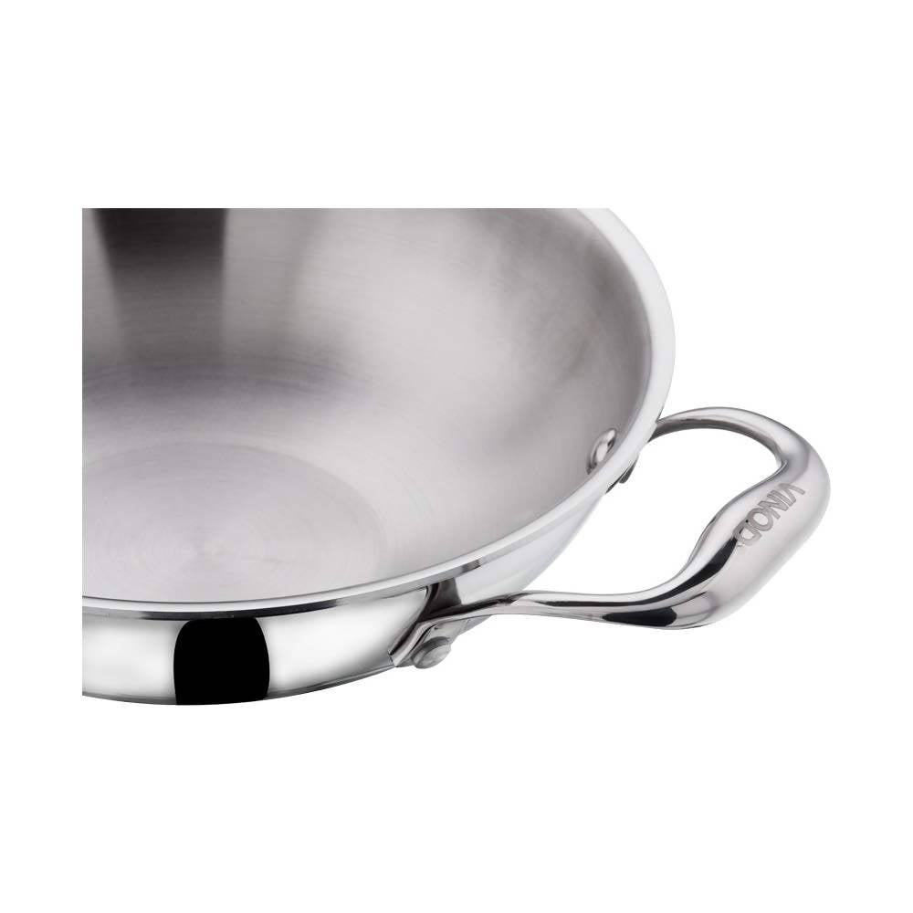 Vinod Platinum Triply Stainless Steel Kadai With Lid - Swadesiicart