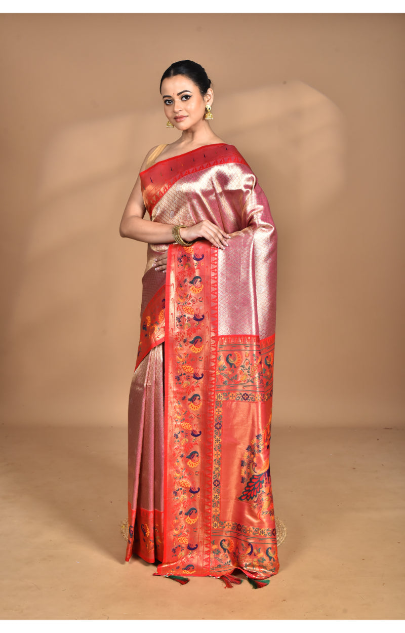 Morchari Women Desgin Banarasi Silk Saree-Pink | Swadesiicart
