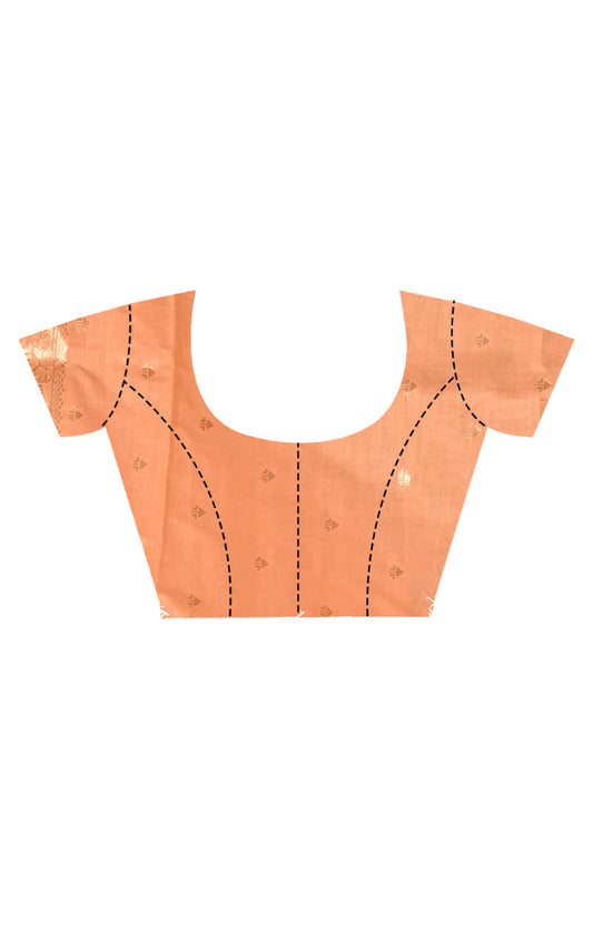 Morchari Banarasi Silk Chanderi Saree-Peach | Swadesiicart