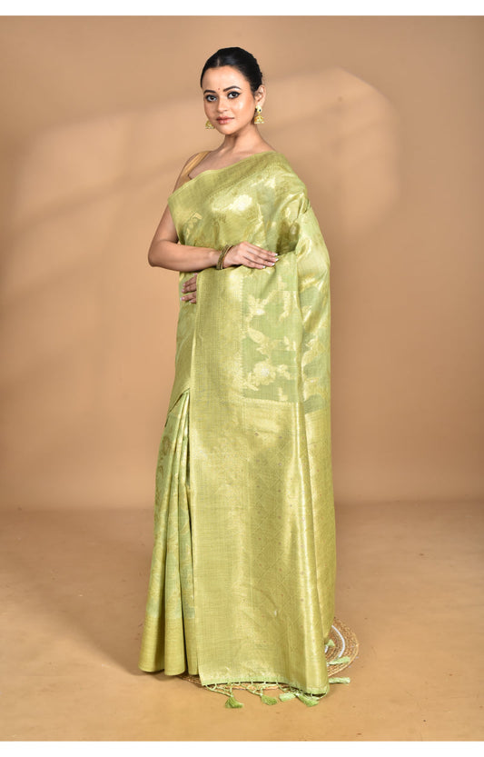 Morchari Banarasi Silk Chanderi Saree-Green | Swadesiicart