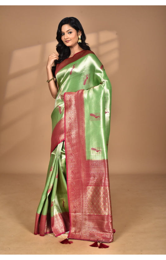 Morchari Women Desgin Banarasi Silk Saree-Green | Swadesiicart