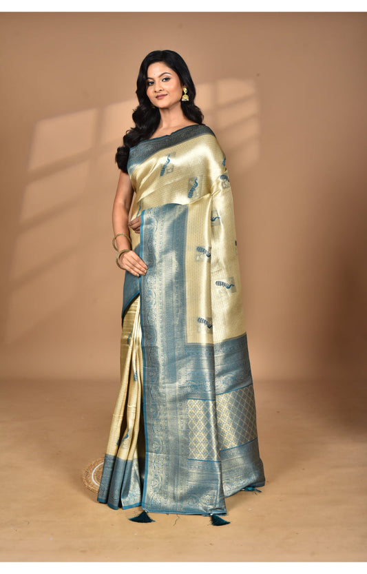 Morchari Women Desgin Banarasi Silk Saree-Beige | Swadesiicart