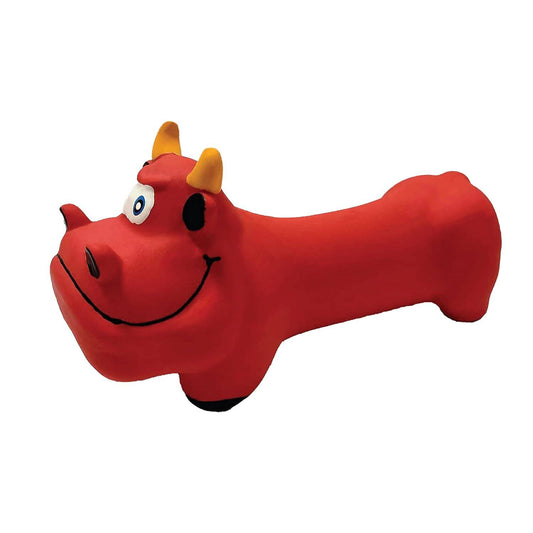 Goofy Tails Latex Dog Toys - Bull (Red) - Swadesiicart