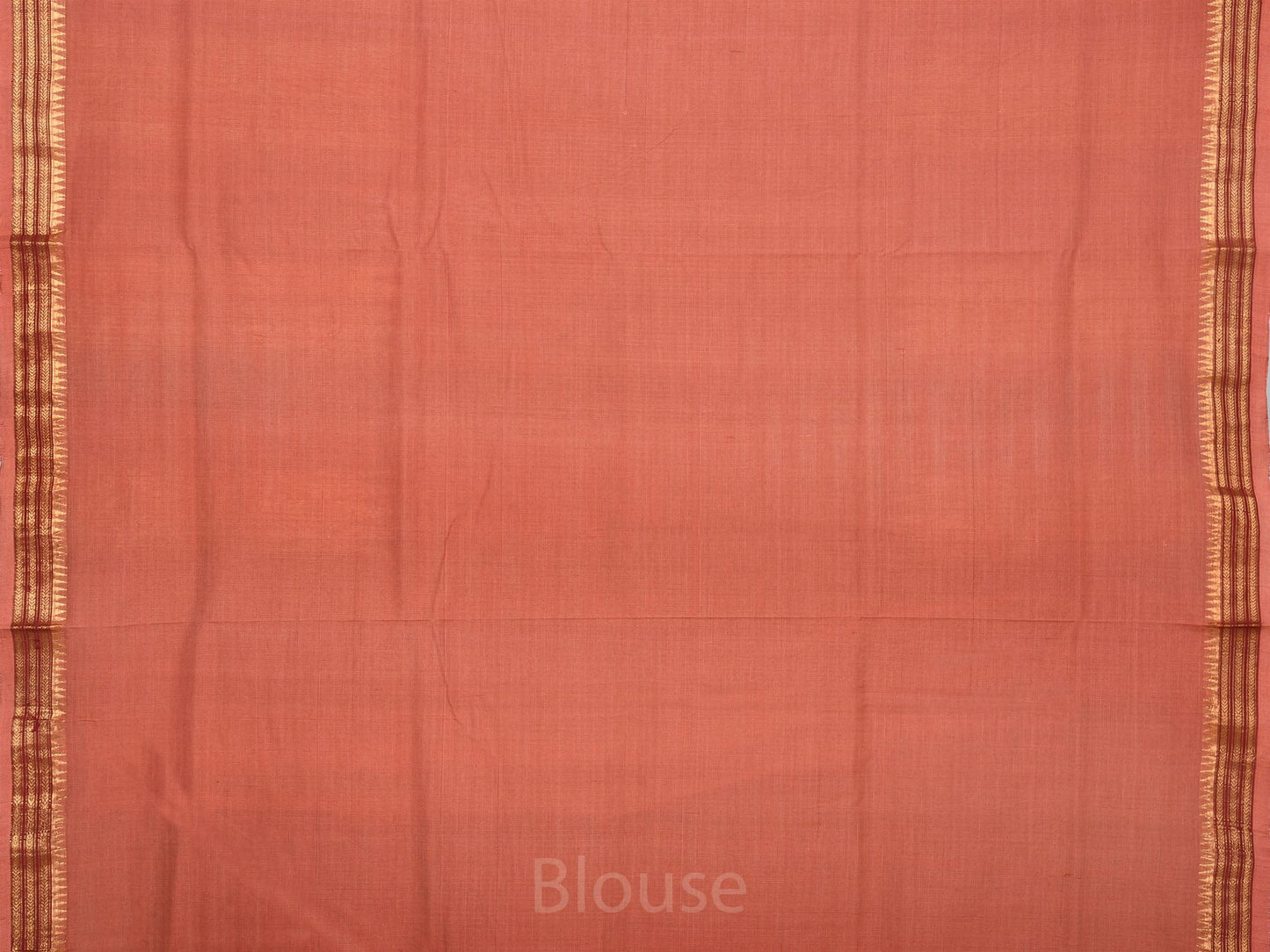 Peach Khadi Cotton Handloom Saree with Buta and Dobi Border Design - Global Threads | Swadesiicart