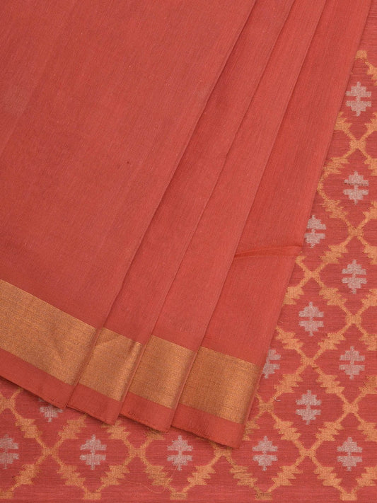 Peach Uppada Cotton Handloom Saree with Jamdani Pallu Design No Blouse - Global Threads | Swadesiicart