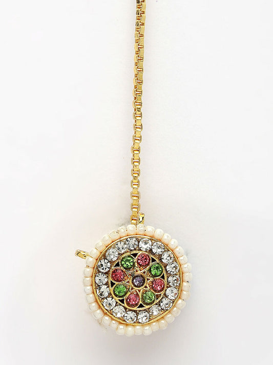 NVR Women's Multicolor CZ Stone-Studded Borla Maang Tikka