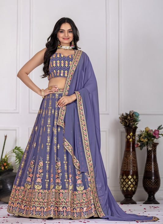 DEIANA'S Heavy Embroidery With Multi Work Lehenga Choli - Lovender - Swadesiicart