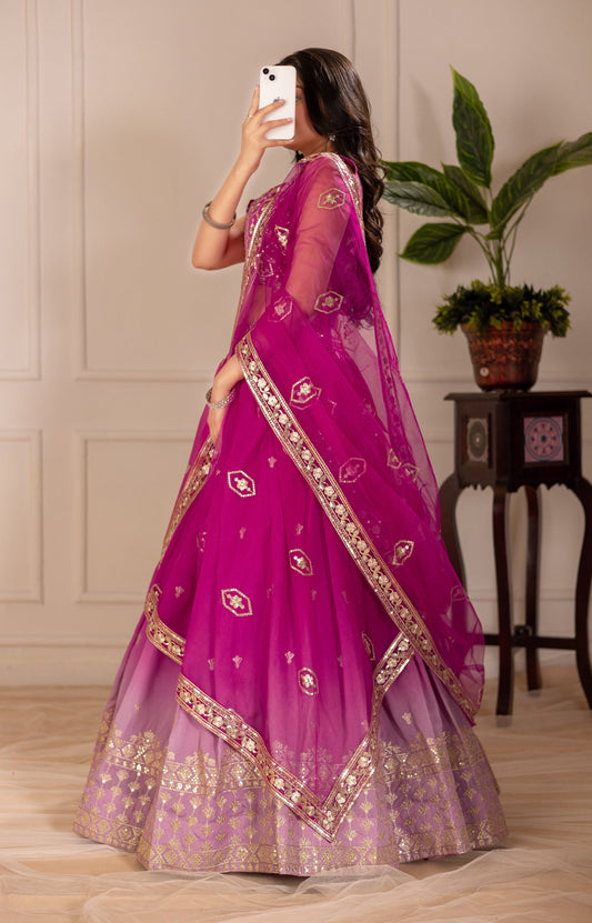 DEIANA'S Heavy Embroidery With Thread Work Lehenga Choli - Pink - Swadesiicart
