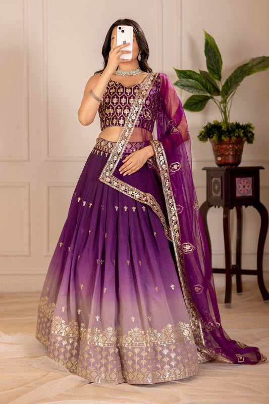 DEIANA'S Heavy Embroidery With Thread Work Lehenga Choli - Wine - Swadesiicart