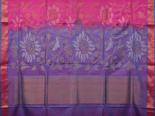 Pink and Lavender Uppada Silk Handloom Saree with All Over Design - Global Threads | Swadesiicart