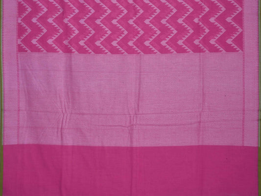 Pink Cotton Cut Work Handloom Saree with Zig-Zag Design - Global Threads | Swadesiicart