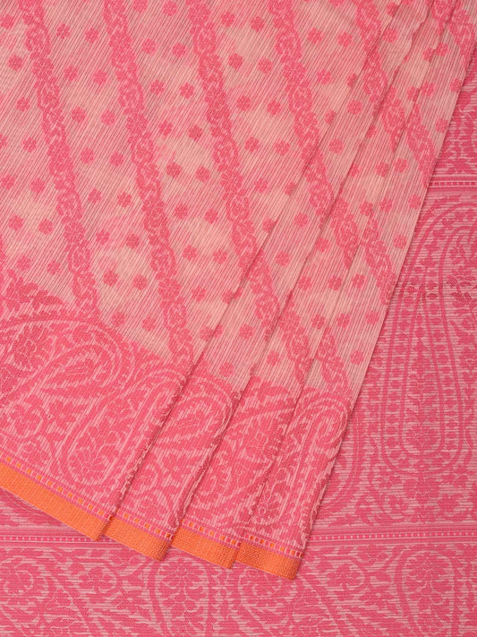 Pink Cut Work Sico Cotton Saree with Diagonal and Mango Border Design - Global Threads | Swadesiicart