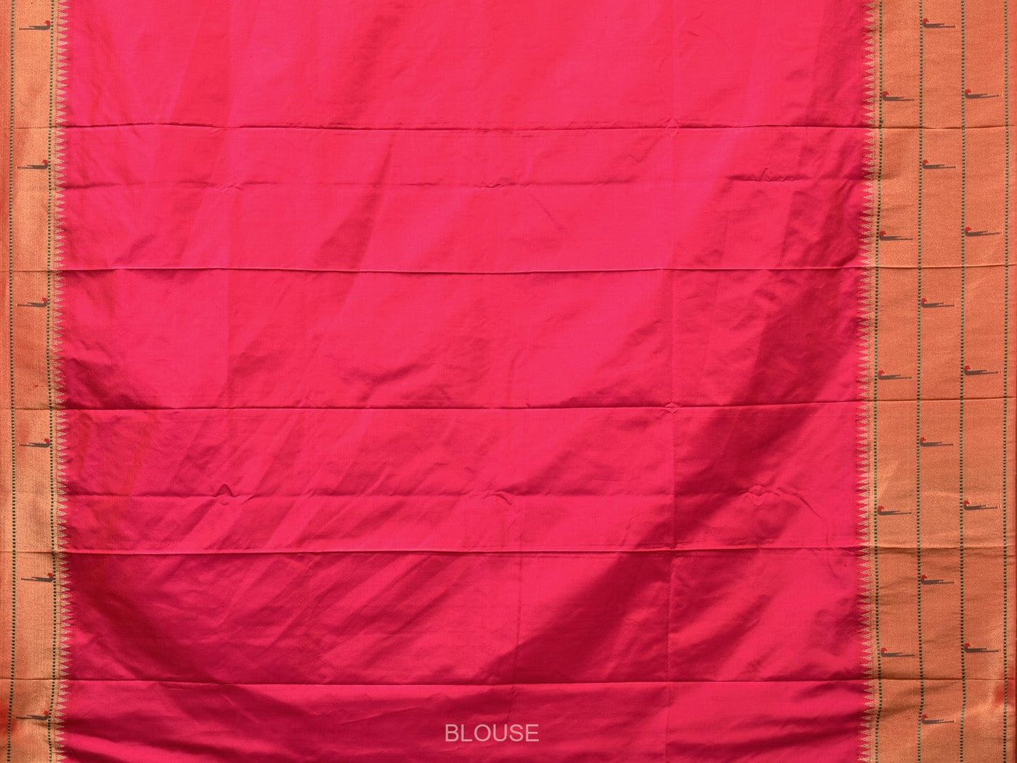 Pink Paithani Silk Handloom Saree with Triple Muniya Border Design - Global Threads | Swadesiicart