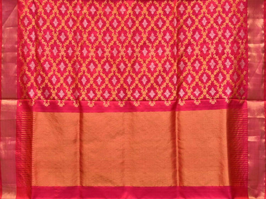 Pink Uppada Silk Handloom Saree with All Over Grill Design - Global Threads | Swadesiicart