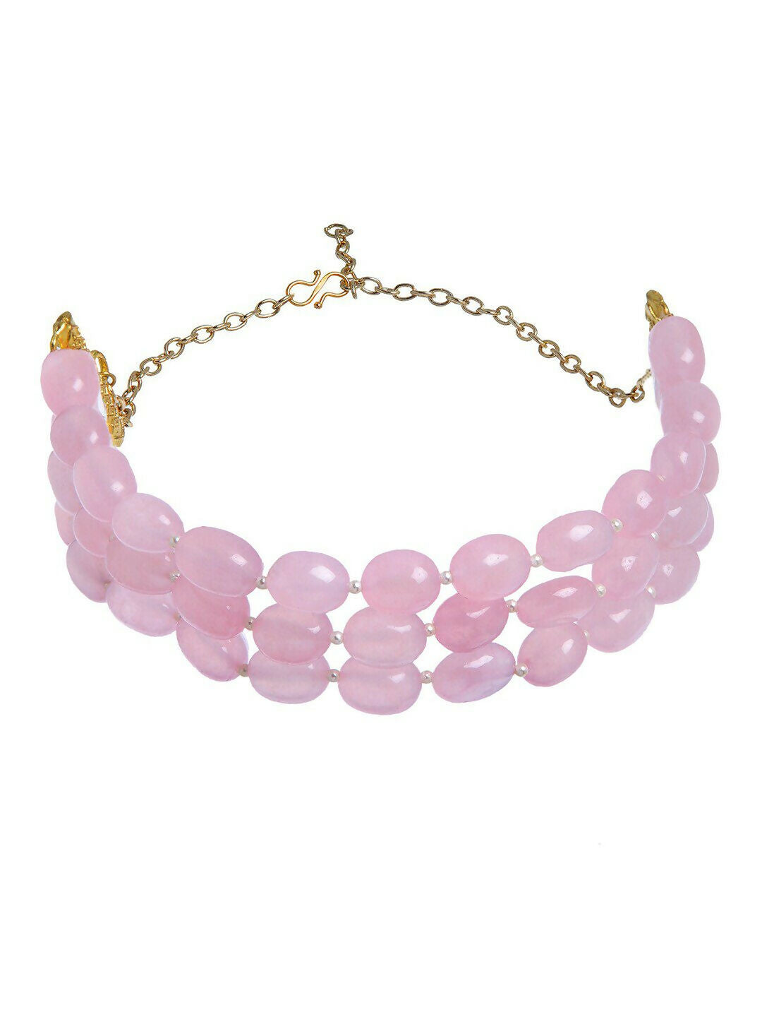 Pink Crystal Fancy Layered Choker Necklace By House of Ree | Swadesiicart