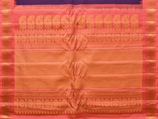Purple and Peach Gadwal Silk Handloom Saree with Mango Pallu and Border Design - Global Threads | Swadesiicart