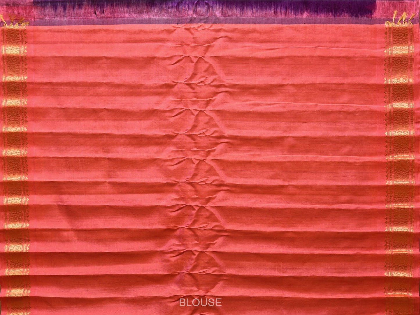Purple and Peach Gadwal Silk Handloom Saree with Mango Pallu and Border Design - Global Threads | Swadesiicart