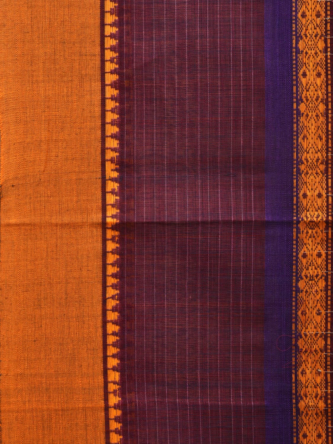 Purple Narayanpet Cotton Handloom Saree with Checks Design No Blouse - Global Threads | Swadesiicart