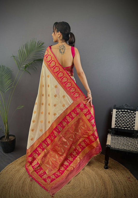 Joban Fashion Red Butti Banarasi Silk Sarees | Swadesiicart