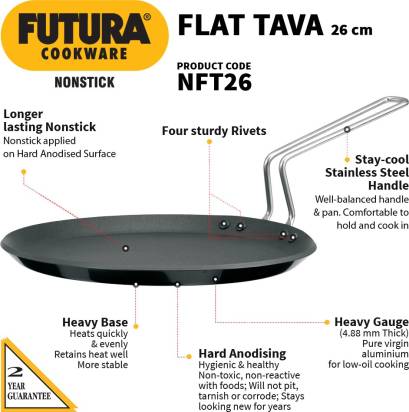 Hawkins Non-stick Flat Tava 26 cm Diameter (NFT26) - Swadesiicart
