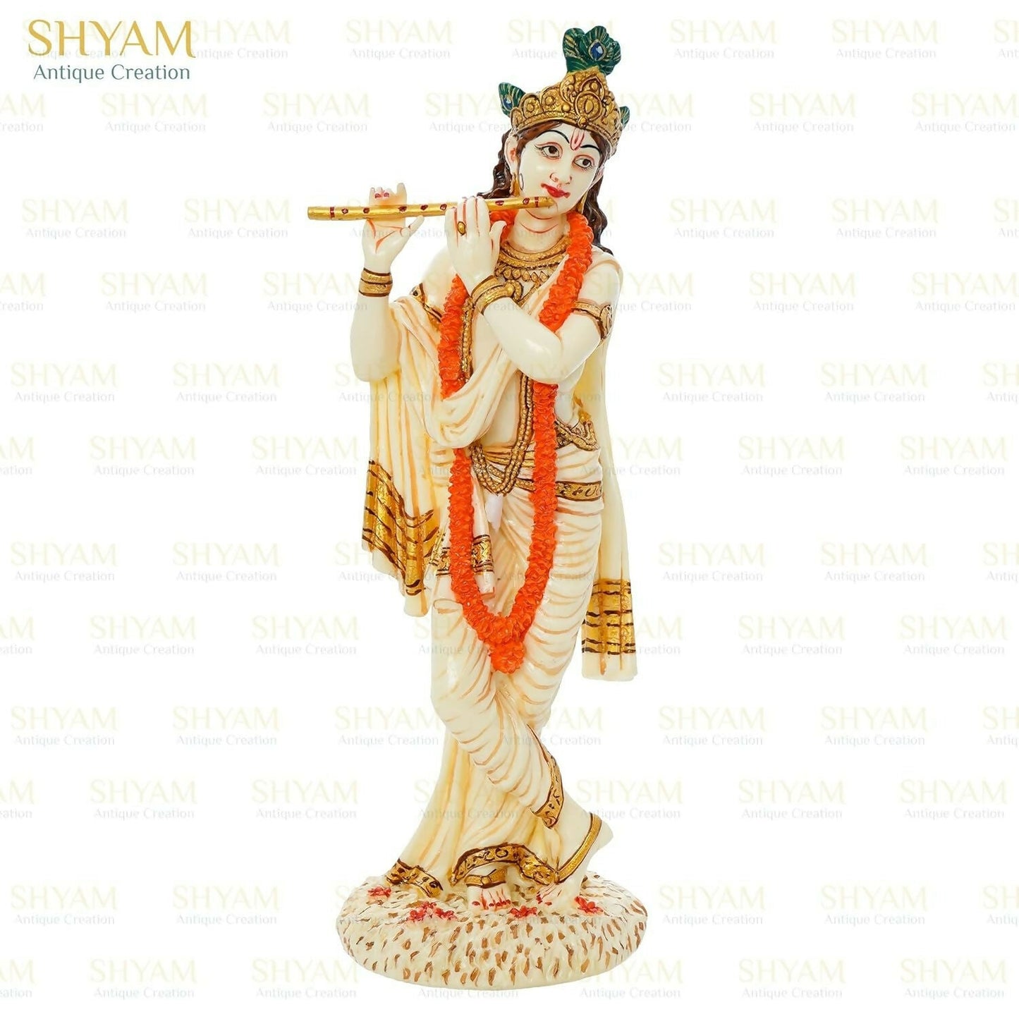 Shyam Antique Creation Lord shri Krishna Playing Flute Standing kanha Idol - Swadesiicart