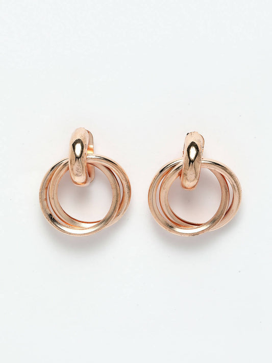 NVR Women's Western Gold-Polished Circular Metal Hoop Earrings | Swadesiicart