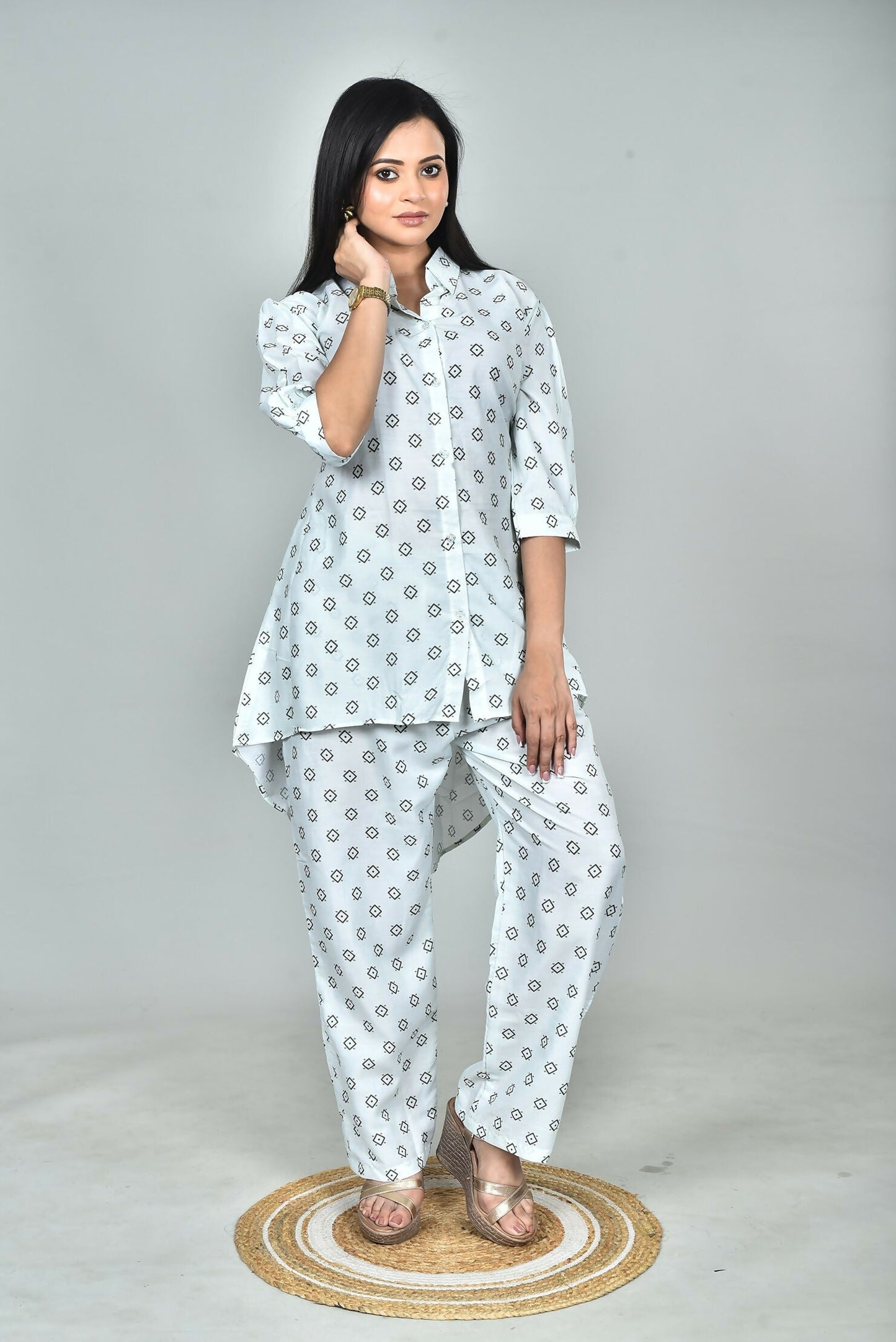 Morchari Digital Print Semi Muslin Co-Ord Set Top & Trouser-Multicolor - Swadesiicart