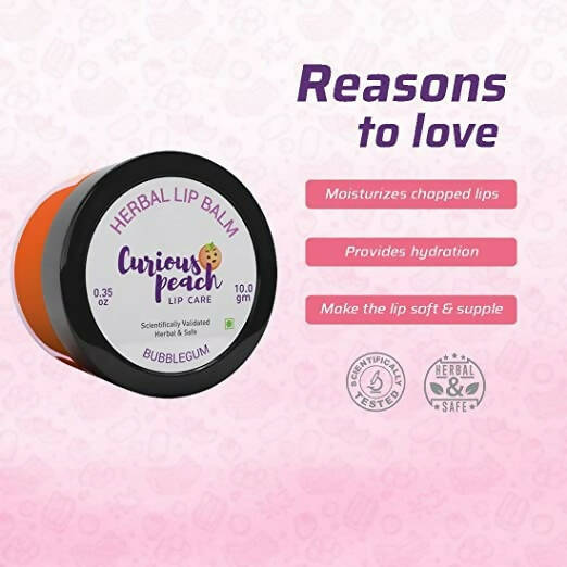 Curious Peach Herbal Lip Balm Bubble Gum - Swadesiicart