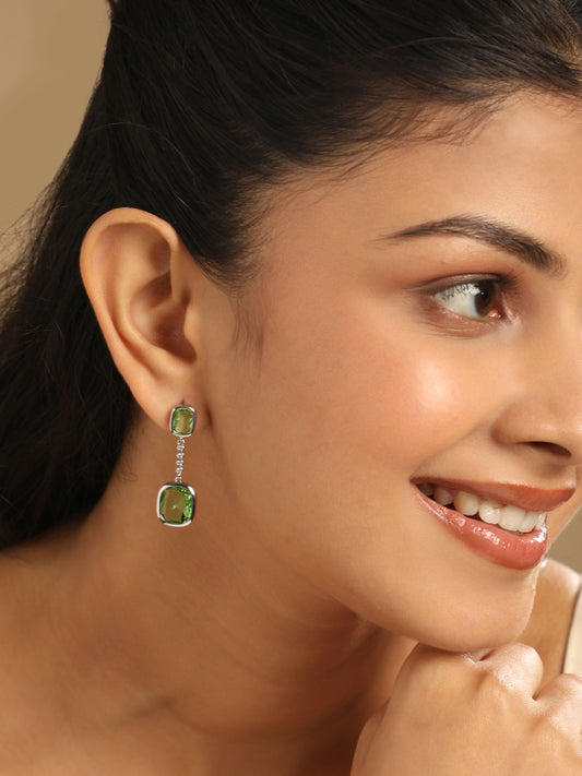 Nuyug Green Luxe Cascades Anti Tarnish Earrings | Swadesiicart
