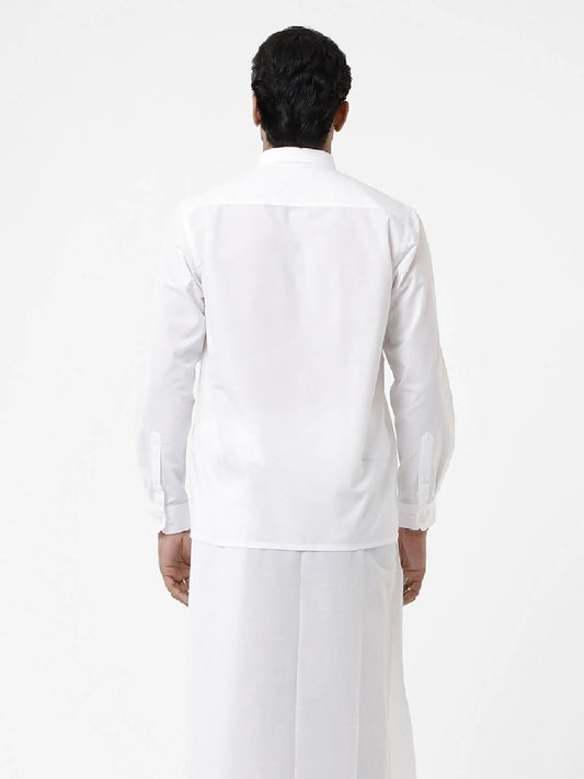 Ramraj Cotton Mens Full Sleeve White Shirt Plus Size - Samrat Cotton | Swadesiicart