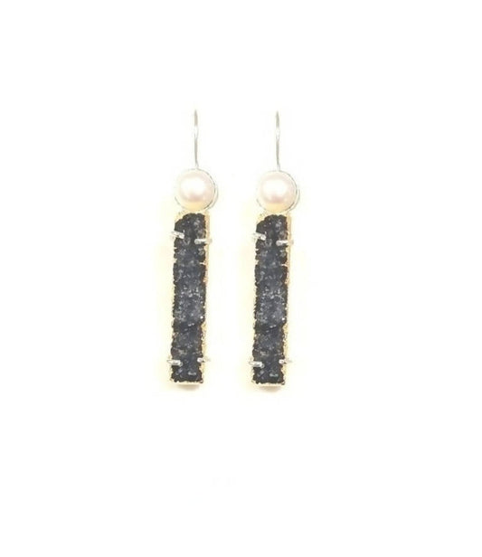 Bling Accessories Aqua Blue Natural Stone Druzy Earrings | Swadesiicart