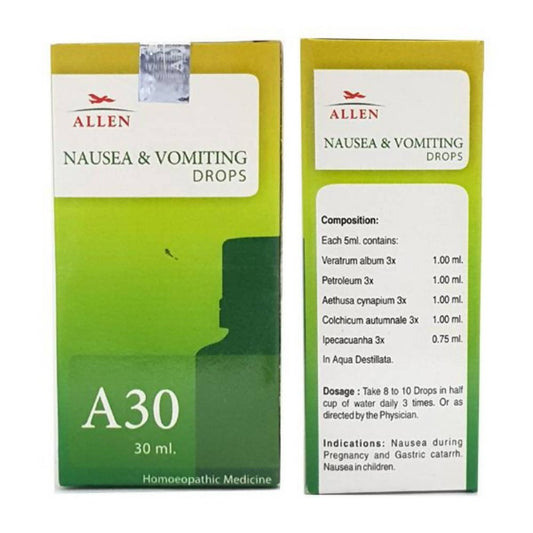 Allen Homeopathy A30 Nausea & Vomiting Drops | Swadesiicart