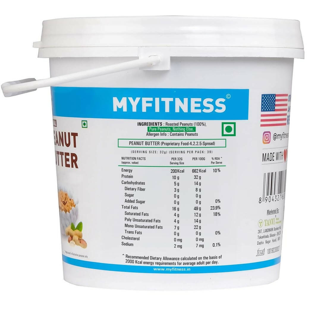 Myfitness All Natural Unsweetened Peanut Butter Crunchy - Swadesiicart