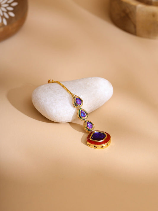 Ruby Raang Blue Meenakari Kundan Maang Tikka | Swadesiicart