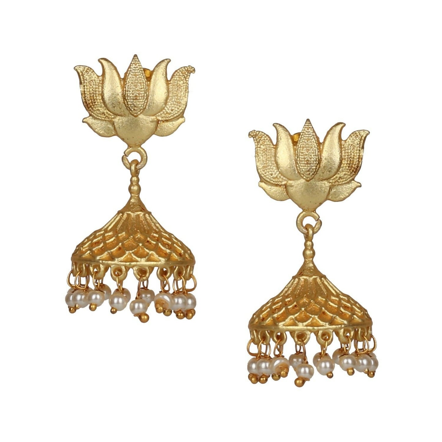 Joban Fashion Women Matte Gold Brass Jhumka | Swadesiicart