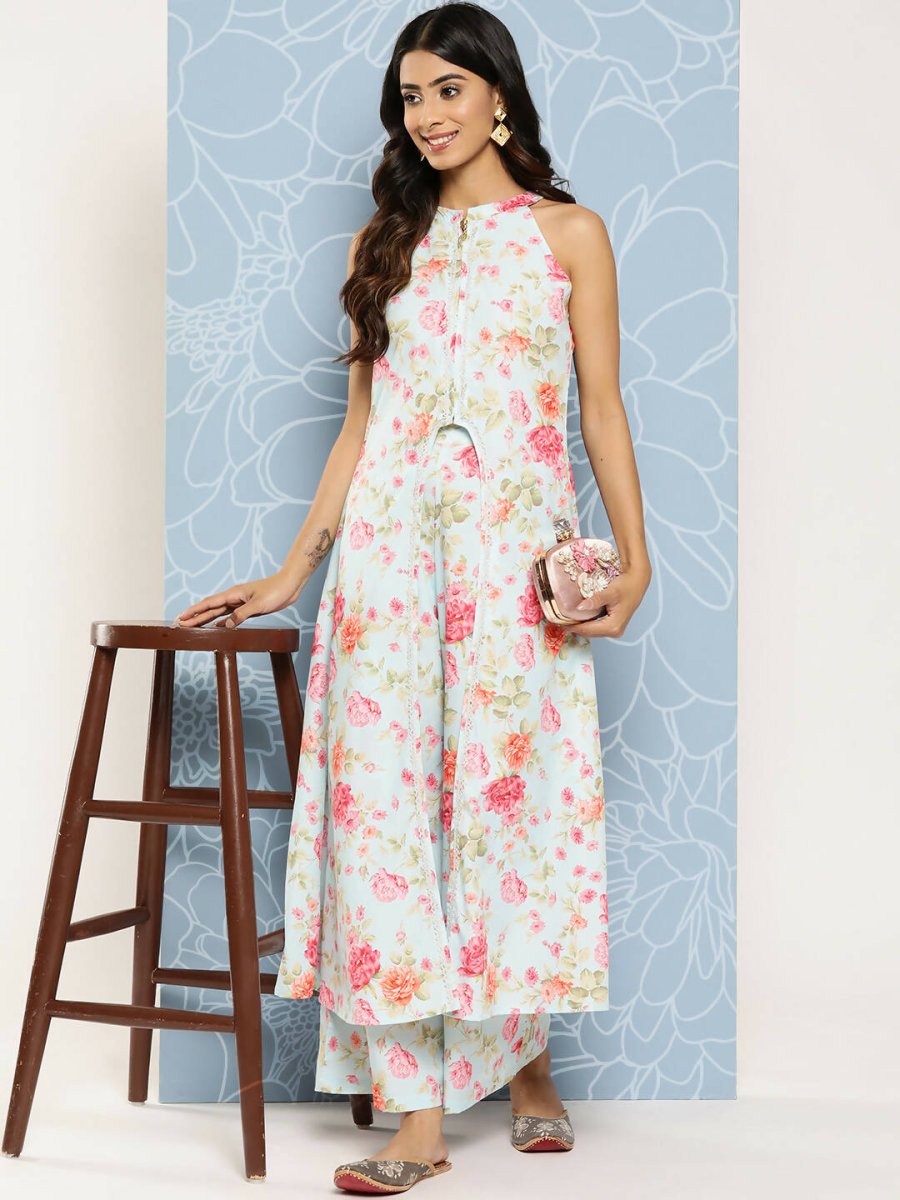 Ahalyaa Women's Traditional wear Co-ords - Blue - Swadesiicart