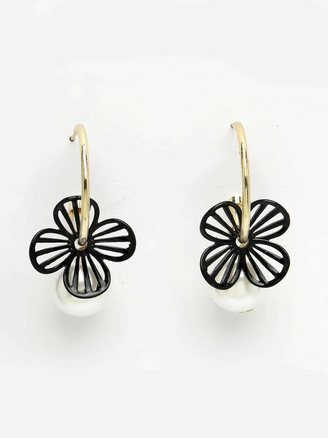 NVR Women Gold-Toned Teardrop Shaped Drop Earrings