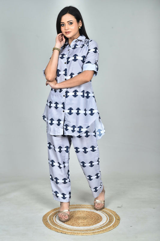 Morchari Digital Print Semi Muslin Co-Ord Set Top & Trouser-Multicolor - Swadesiicart